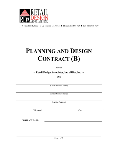 interior planner and designer contract