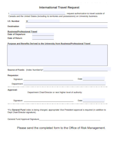 international travel request form