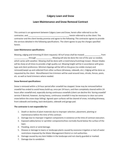 lawn maintenance and snow removal contract