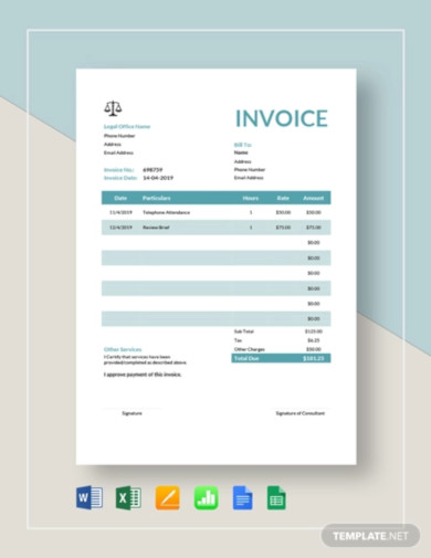 Consulting Invoice 10  Examples Google Docs Google Sheets Excel