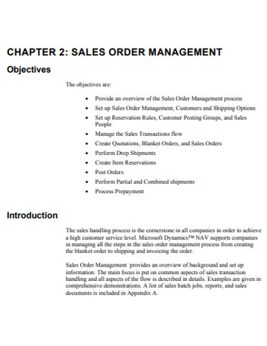 managment sales order