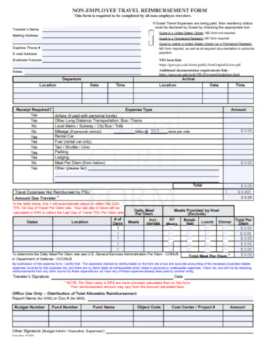 Non Employee Travel Reimbursement Form