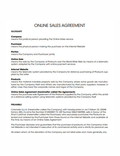 online sales agreement