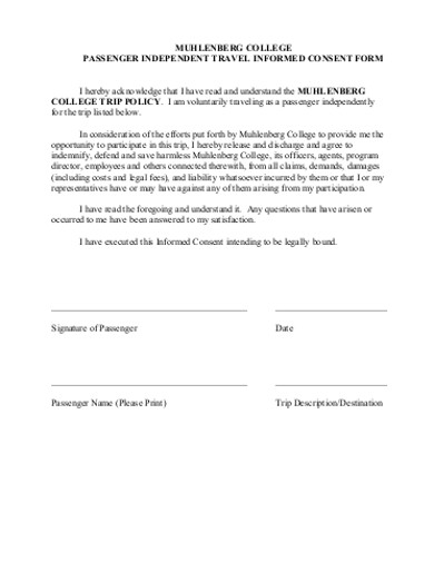 passenger travel consent form