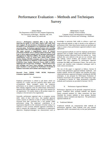 Performance Evaluation Methods in PDF