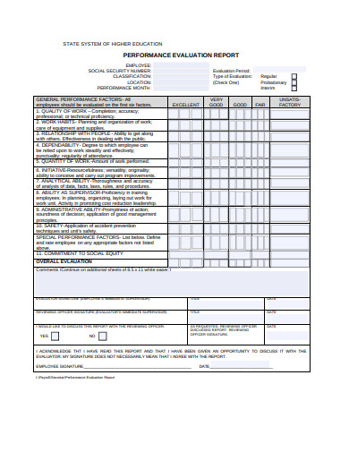 Performance Evaluation Report Template