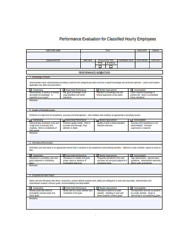 Performance Evaluation for Classified Employees Template