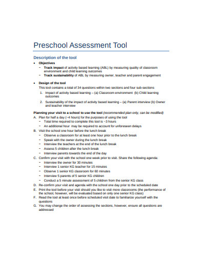 Preschool Assessment 16 Examples Format Pdf Examples