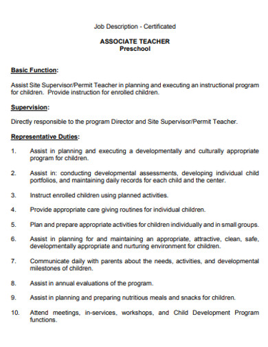 Preschool Job Description 17 Examples Format Pdf Examples