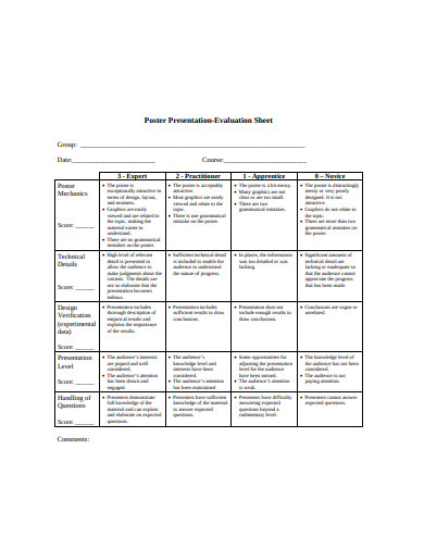 presentation evaluation sheet 