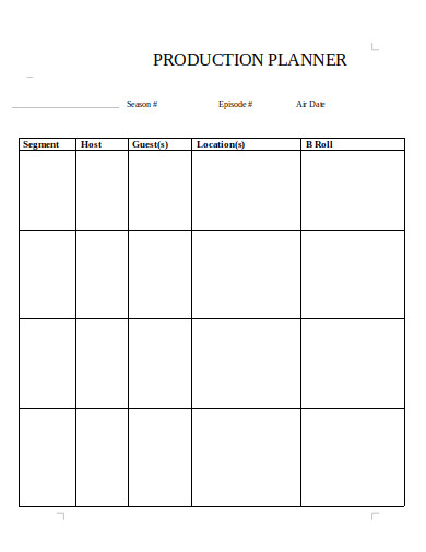 production planner format example