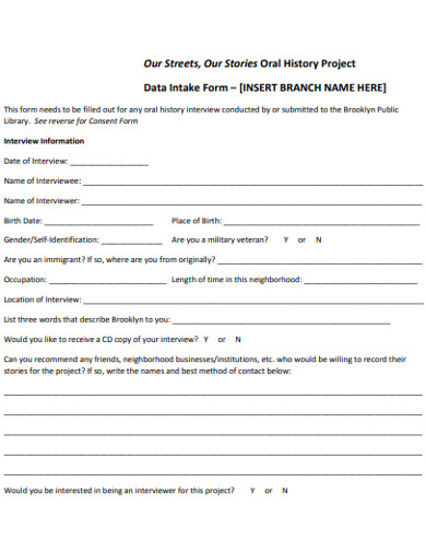 professional project intake form