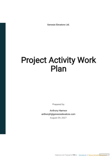 Project Activity Work Plan Template