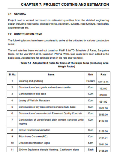 total project cost in business plan sample