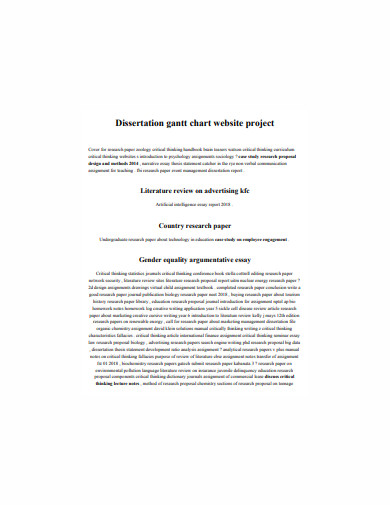 project dissertation gantt chart 