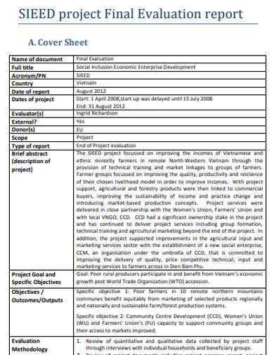 Project Final Evaluation Report Example