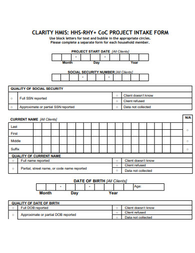 project intake form format 