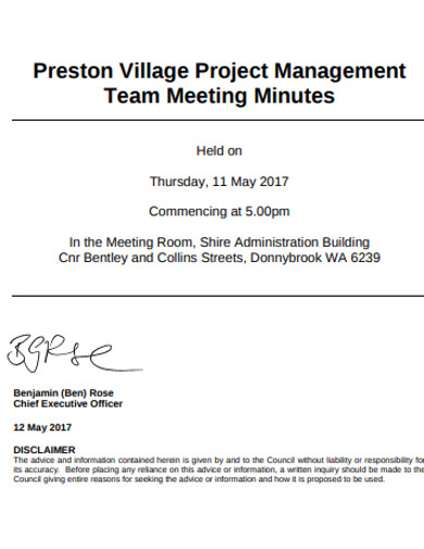 project managment meeting minutes