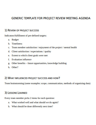 project meeting agenda