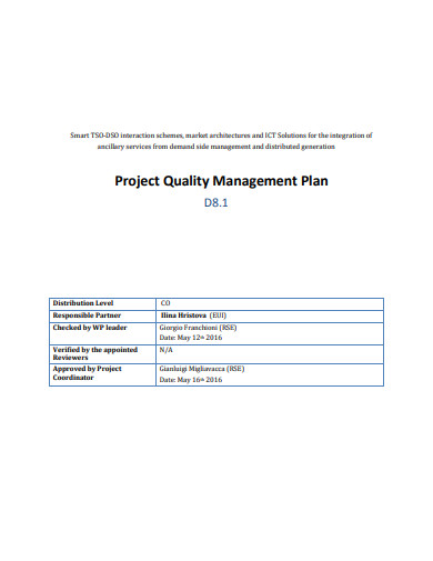 Project Quality Management Plan 