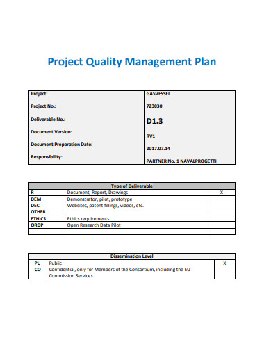 Project Quality Management Plan in PDF