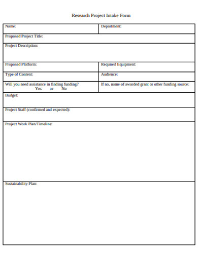 project research intake form