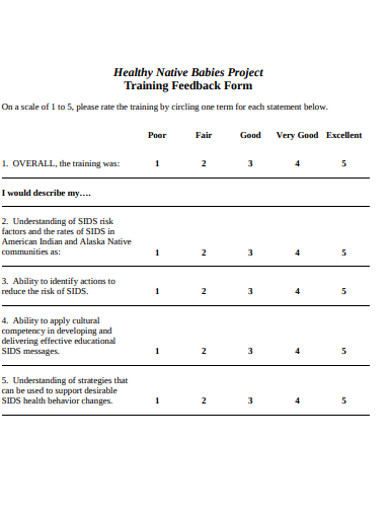 project training feedback form