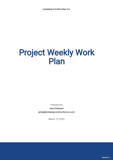 project weekly work plan template