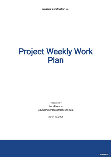 Project Weekly Work Plan Template