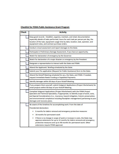 project worksheet checklist