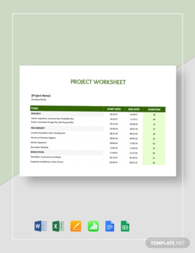project worksheet template