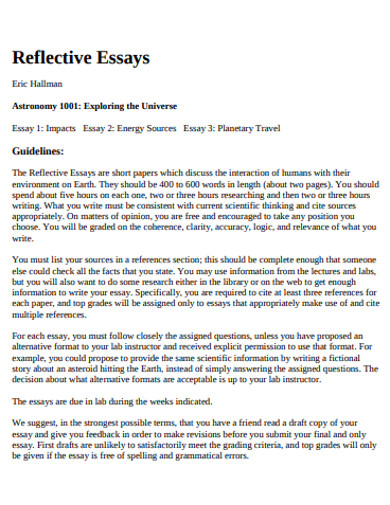 free reflective essay examples