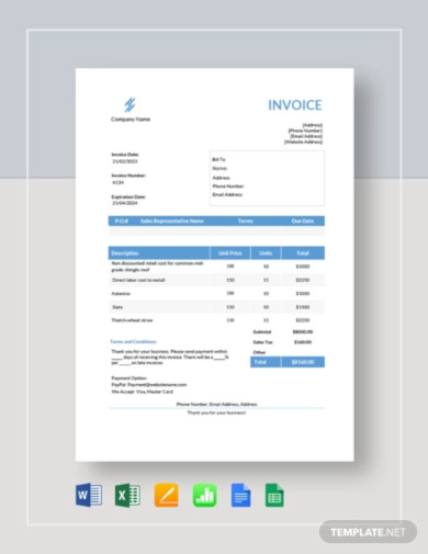 Itemized roof invoice