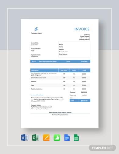 Roofing Estimate Invoice Template