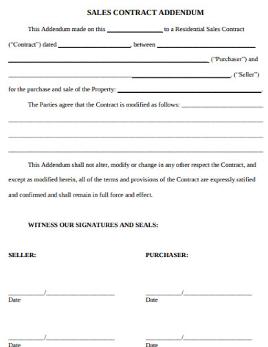 sales contract addendum example 