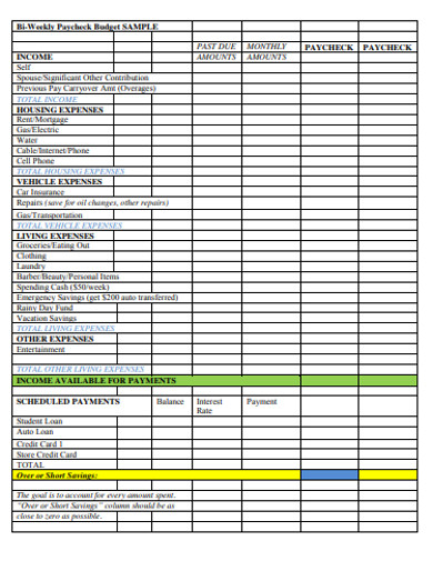 Free Bi Weekly Budget Template Google Sheets