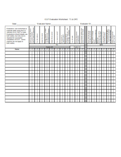 Sample Evaluation Worksheet Template