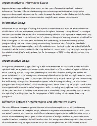 Sample informative essay examples