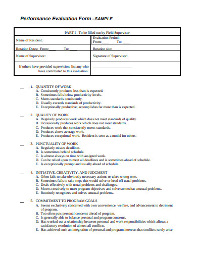 Sample Performance Evaluation Form