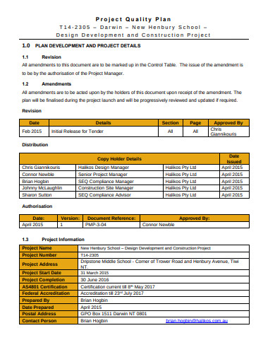 Project Quality Plan 18 Examples Format Pdf