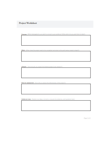 sample project worksheet example
