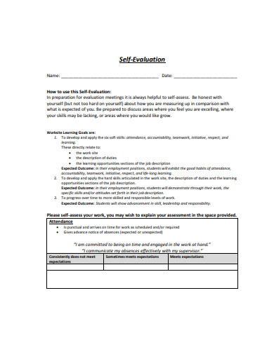 sample self  assessment forms