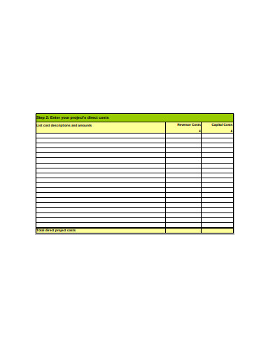 sample spreadsheet for project