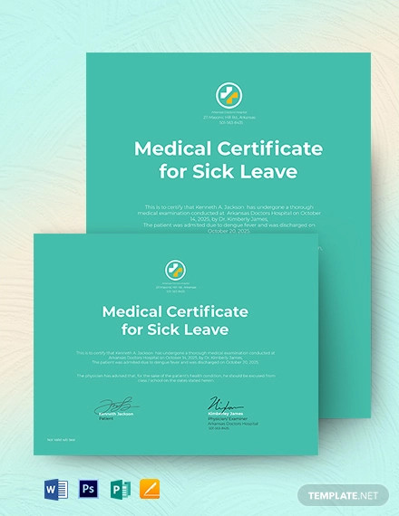 school college leave medical certificate template from doctor