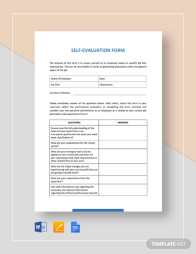 Self Evaluation Form Template