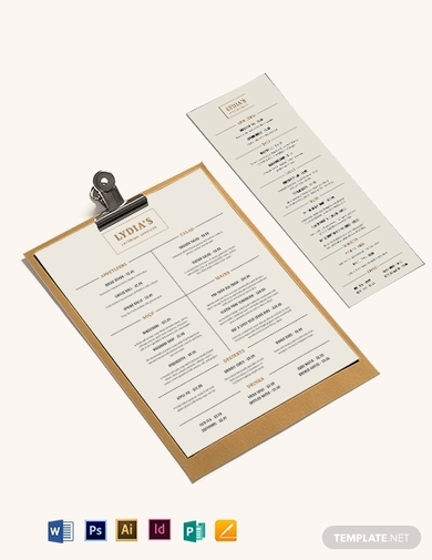 simple catering menu template