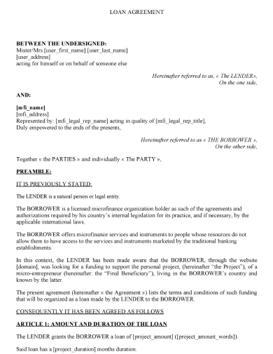 Simple Money Agreement Between Two Parties