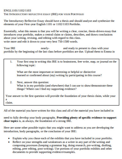 Simple Reflective Essay Example 