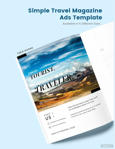 simple travel magazine ads template