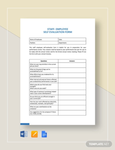 staff employee self evaluation template